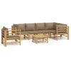 Image de vidaXL Salon De Jardin 7 Pcs Avec Coussins Taupe Bambou