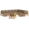Image de Salon De Jardin 12 Pcs Avec Coussins Taupe Bambou