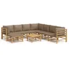 Image de Salon De Jardin 9 Pcs Avec Coussins Taupe Bambou