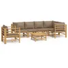 Image de Salon De Jardin 7 Pcs Avec Coussins Taupe Bambou