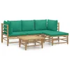 Image de Salon De Jardin 5 Pcs Avec Coussins Vert Bambou