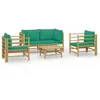 Image de Salon De Jardin 5 Pcs Avec Coussins Vert Bambou