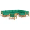 Image de vidaXL Salon De Jardin 12 Pcs Avec Coussins Vert Bambou