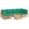 Image de Salon De Jardin 7 Pcs Avec Coussins Vert Bambou
