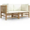 Image de Vidaxl CanapÃ©s D'angle De Jardin Avec Coussins Blanc CrÃ¨me 2pcs Bambou