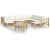 Image de Salon De Jardin 12 Pcs Avec Coussins Blanc CrÃ¨me Bambou