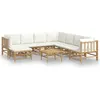 Image de Salon De Jardin 9 Pcs Avec Coussins Blanc CrÃ¨me Bambou