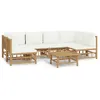Image de Salon De Jardin 7 Pcs Avec Coussins Blanc CrÃ¨me Bambou