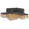 Image de Salon De Jardin 6 Pcs Avec Coussins Gris FoncÃ© Bambou