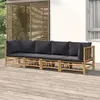 Image de vidaXL Salon de jardin 4 pcs avec coussins gris foncé bambou3155216