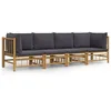 Image de Salon De Jardin 4 Pcs Avec Coussins Gris FoncÃ© Bambou