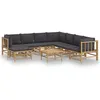 Image de Salon De Jardin 9 Pcs Avec Coussins Gris FoncÃ© Bambou