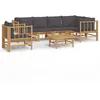 Image de Salon De Jardin 7 Pcs Avec Coussins Gris FoncÃ© Bambou