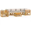 Image de Vidaxl Salon De Jardin 7 Pcs Avec Coussins Gris Clair Bois Massif
