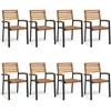 Image de vidaXL Vidaxl Chaises De Jardin Empilables Lot De 8 Bois D'acacia Et Métal