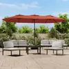 Image de vidaXL Vidaxl Parasol De Jardin À Double Tête Avec Led Terre Cuite 449x265 Cm
