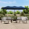 Image de vidaXL Vidaxl Parasol De Jardin À Double Tête Avec Led Bleu Azuré 449x265 Cm