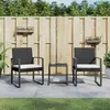 Image de vidaXL Ensemble à manger de jardin avec coussins 3 pcs noir rotin PP