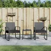 Image de vidaXL Ensemble à manger de jardin coussins 3 pcs gris foncé rotin PP