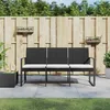 Image de Vidaxl Banc De Jardin Ã 3 Places Avec Coussins Noir Rotin Pp