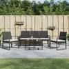 Image de vidaXL Ensemble à manger de jardin avec coussins 5 pcs noir rotin PP360218