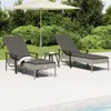Image de vidaXL Chaises longues lot de 2 avec table et coussins gris poly rotin362808