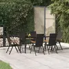 Image de vidaXL Ensemble à manger de jardin 7 pcs Noir et marron Résine tressée
