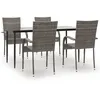 Image de Vidaxl Ensemble Ã DÃ®ner De Jardin 5 Pcs Gris RÃ©sine TressÃ©e
