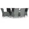Image de vidaXL Vidaxl Ensemble À Dîner De Jardin 7 Pcs Gris Clair Résine Tressée