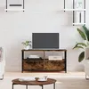 Image de vidaXL Meuble TV chêne fumé 90x33x45 cm bois d'ingénierie et fer