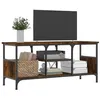 Image de vidaXL Meuble TV chêne fumé 100x35x45 cm bois d'ingénierie et fer