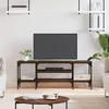 Image de vidaXL Meuble TV chêne marron 121x35x45 cm bois d'ingénierie et fer831807