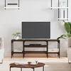 Image de vidaXL Meuble TV chÃªne marron 121x35x45 cm bois d'ingÃ©nierie et fer