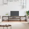 Image de vidaXL Meuble TV chêne fumé 201x35x45 cm bois d'ingénierie et fer831815