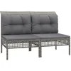 Image de vidaXL Vidaxl Canapés Centraux De Jardin Et Coussins 2pcs Gris Résine Tressée