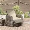 Image de vidaXL Fauteuil inclinable de jardin avec coussins marron clair rotin364103