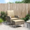 Image de Vidaxl Chaise De Jardin Avec Tabouret Marron Clair RÃ©sine TressÃ©e
