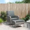 Image de vidaXL Chaise de jardin avec tabouret gris résine tressée364115