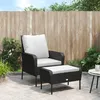 Image de vidaXL Vidaxl Chaise De Jardin Avec Tabouret Noir Résine Tressée