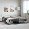 Image de vidaXL Cadre de lit métal avec tête de lit/pied de lit blanc 193x203cm