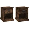 Image de vidaXL Vidaxl Tables De Chevet 2 Pcs Chêne Fumé 39x39x47,5 Cm Bois Ingénierie