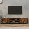 Image de vidaXL Meuble TV chêne fumé 180x31,5x40 cm bois d'ingénierie