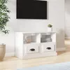 Image de vidaXL Meuble TV blanc brillant 80x35x50 cm bois d'ingénierie816282