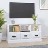 Image de vidaXL Meuble TV blanc brillant 100x35x50 cm bois d'ingénierie816290
