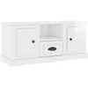 Image de vidaXL Vidaxl Meuble Tv Blanc Brillant 100x35,5x45 Cm Bois D'ingénierie