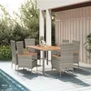 Image de vidaXL Ensemble à manger de jardin et coussins 7 pcs gris rotin