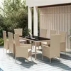Image de vidaXL Ensemble à manger de jardin et coussins 9 pcs beige Poly rotin