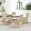 Image de vidaXL Ensemble à manger de jardin avec coussins 5pcs Beige poly rotin