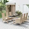 Image de vidaXL Ensemble à manger de jardin et coussins 7 pcs beige poly rotin