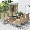 Image de vidaXL Ensemble à manger de jardin et coussins 9 pcs beige Poly rotin